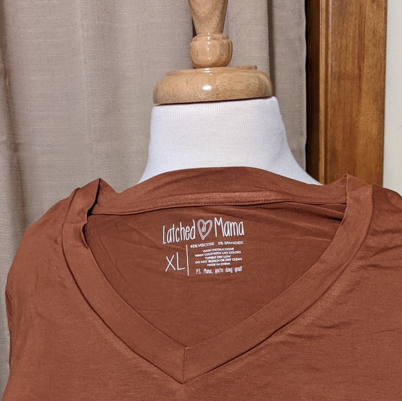 Latched Mama Copper V-Neck Boyfriend Tee, XL, NWT - Picture 3 of 5